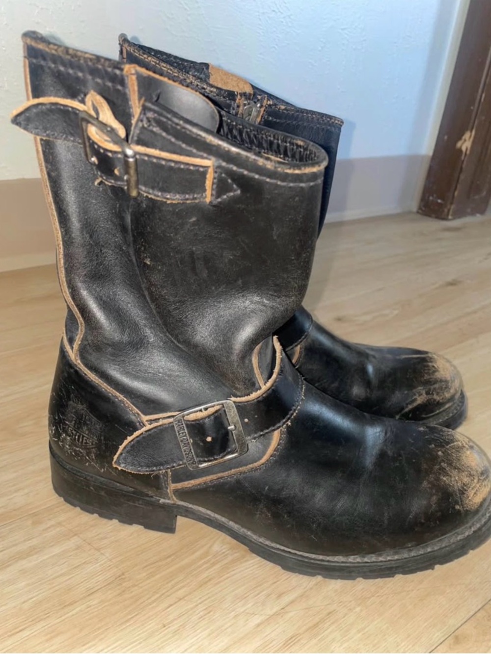 Harley Davidson Distressed/Rugged Black Moto Leather Boots